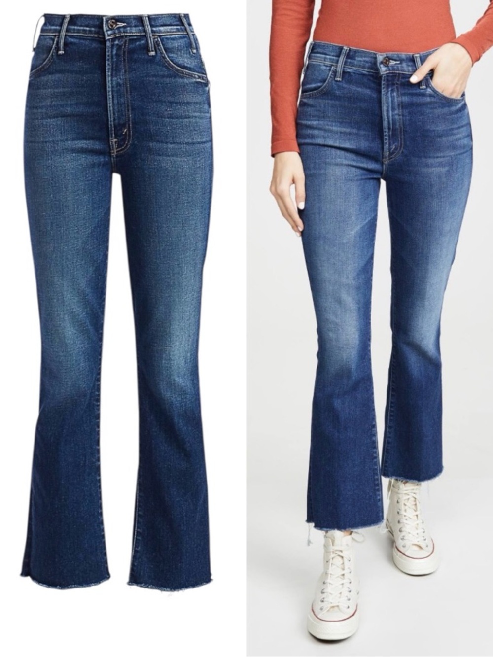 MOTHER Jeans The Hustler Ankle Fray in Night Clubbing Blue Size 24